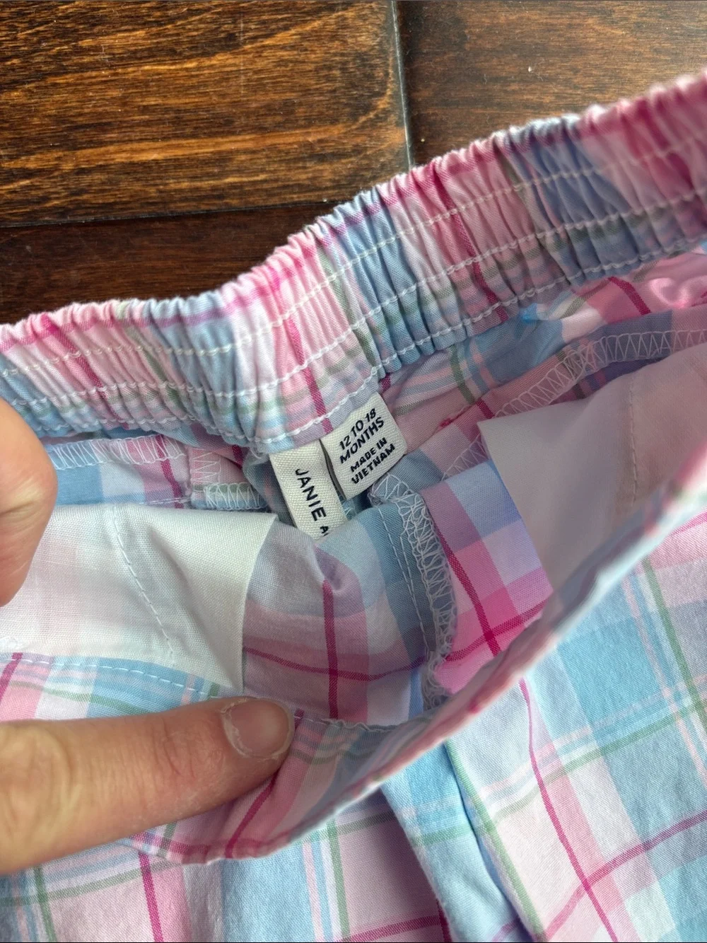 Janie and Jack Girls Lavender, Red & Pastel Plaid Bottoms Set